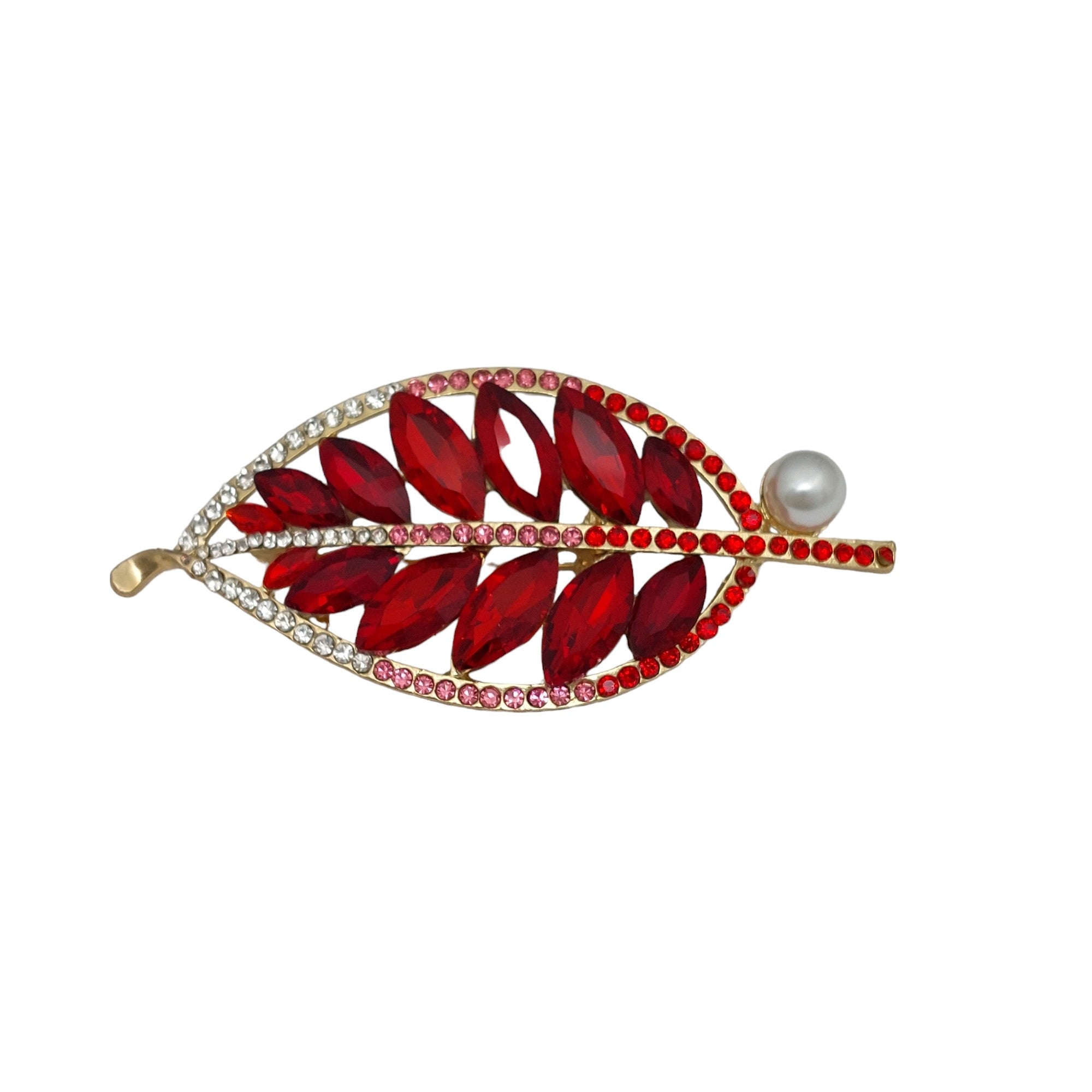 Brosche Blatt Rot