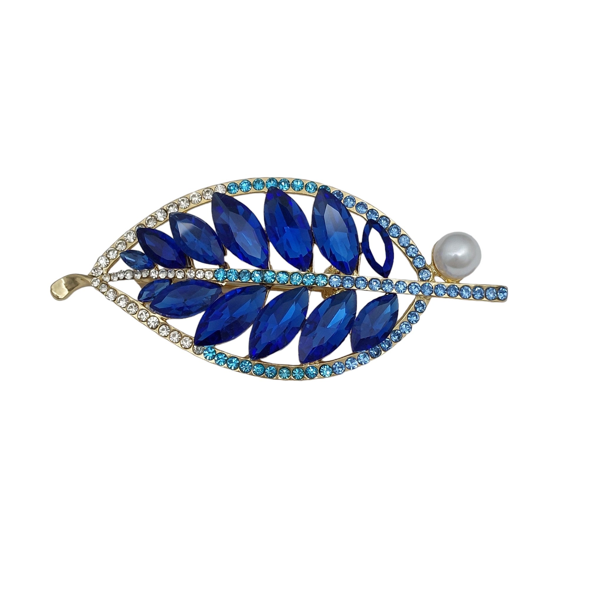 Brosche Blatt Blau