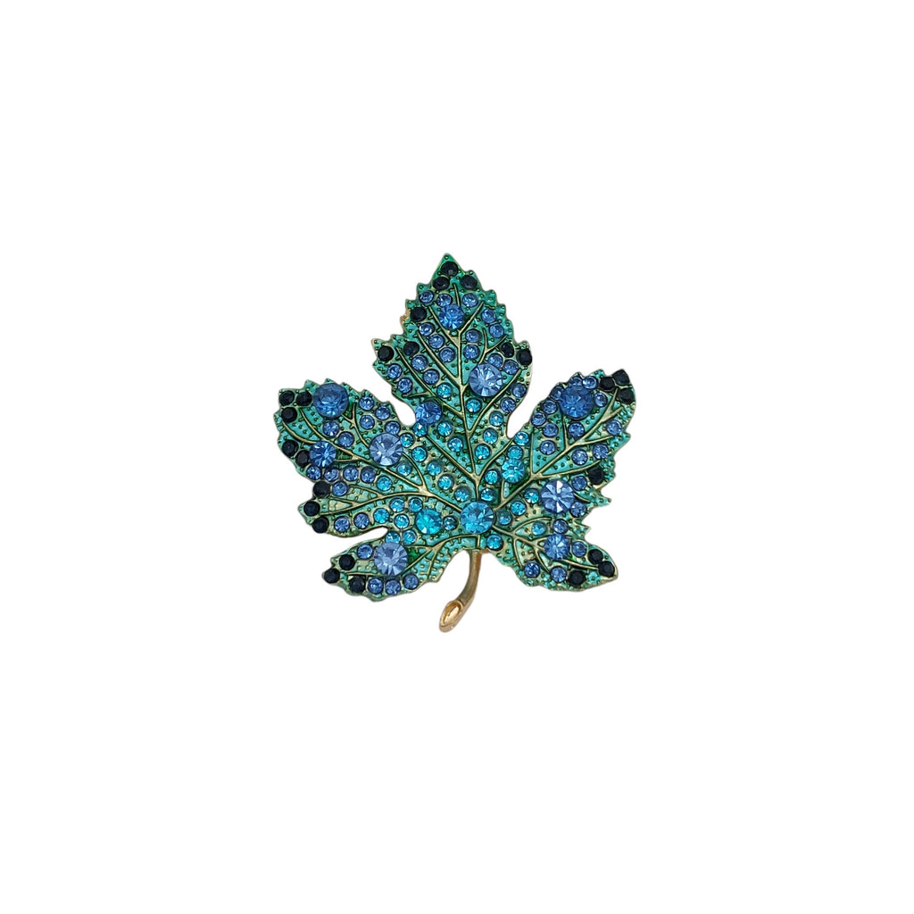 Brosche Blatt Blau