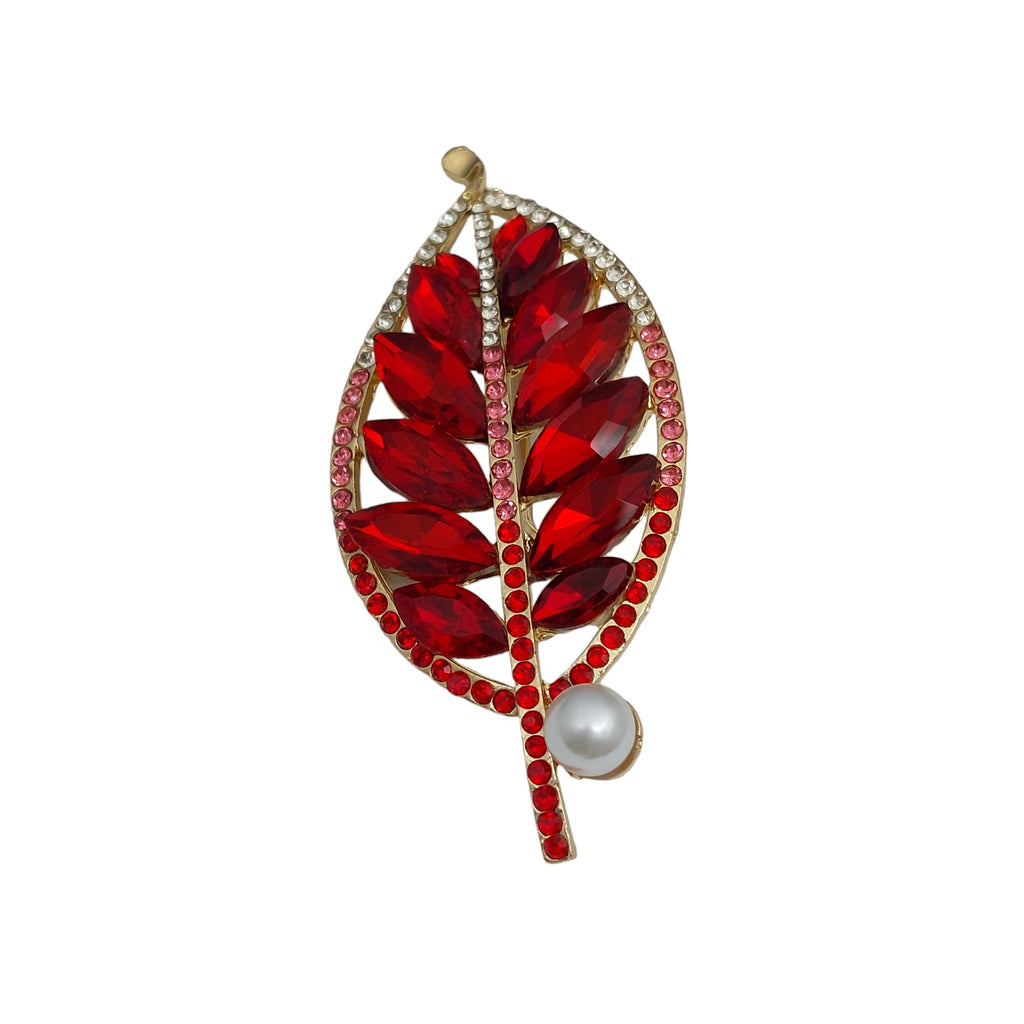 Brosche Blatt Rot