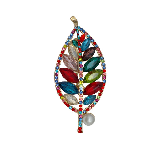 Brosche Blatt Bunt