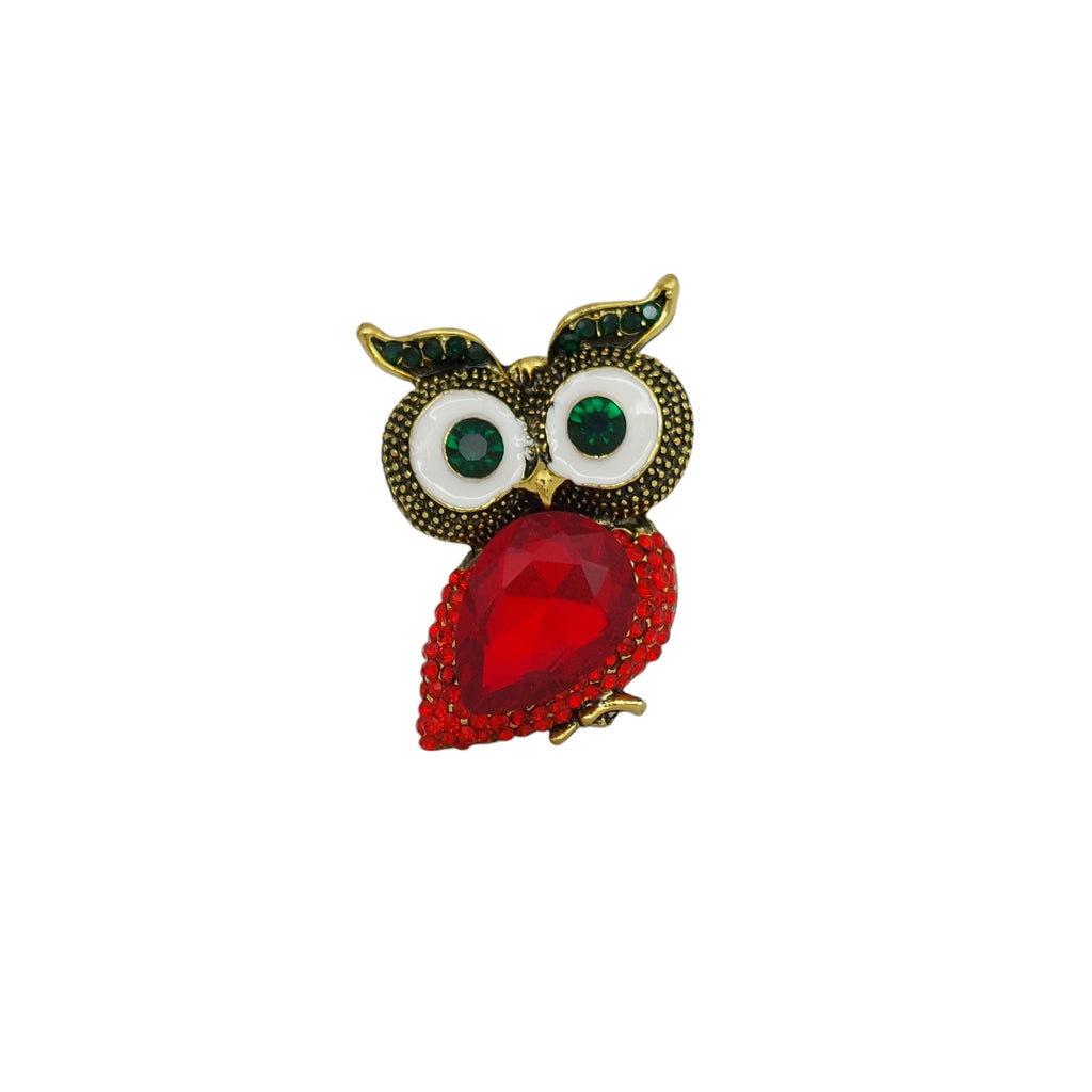 Brosche Uhu Rot